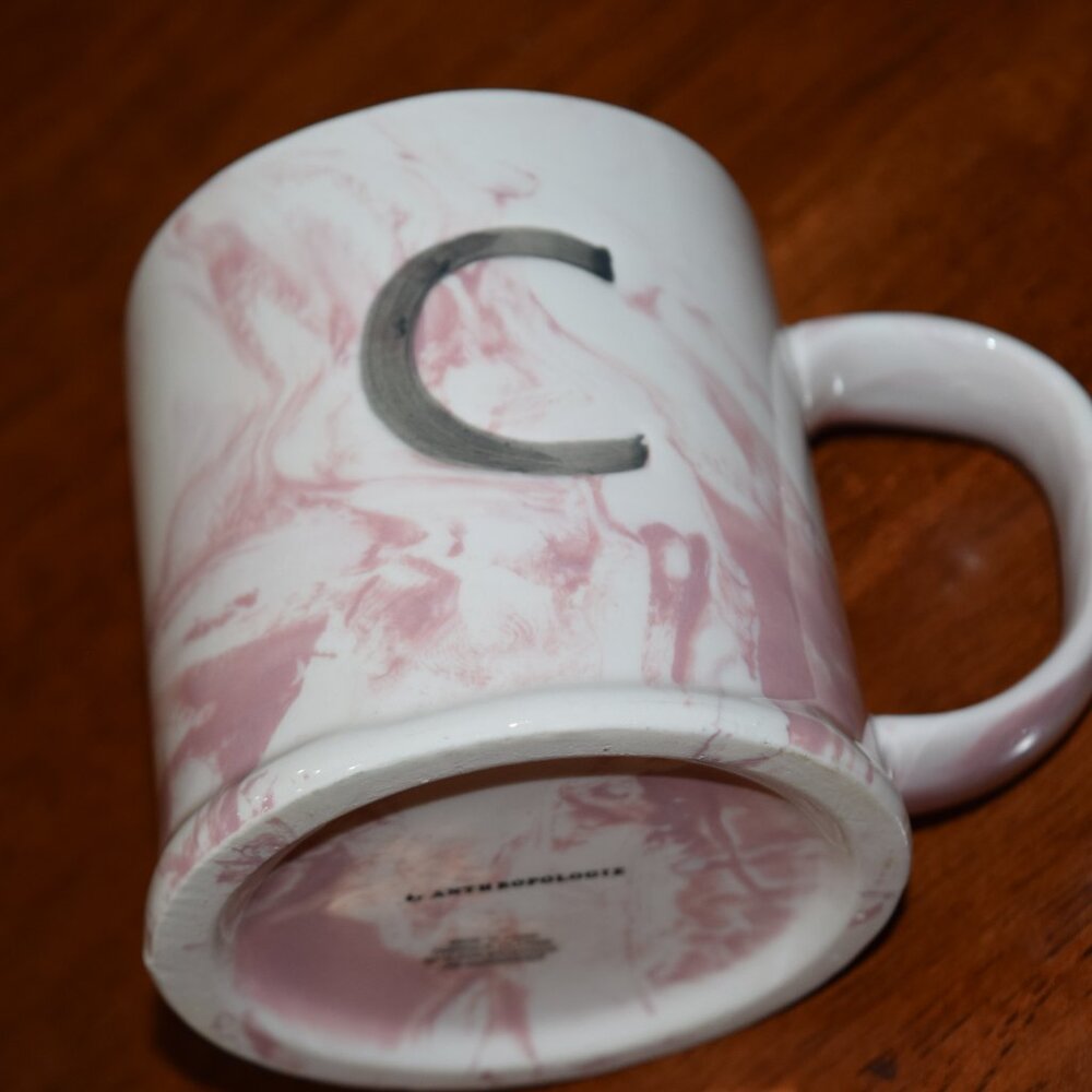 Anthropologie C Initial Letter Coffee Cup Mug Ceramic Tea Anthro Monogram